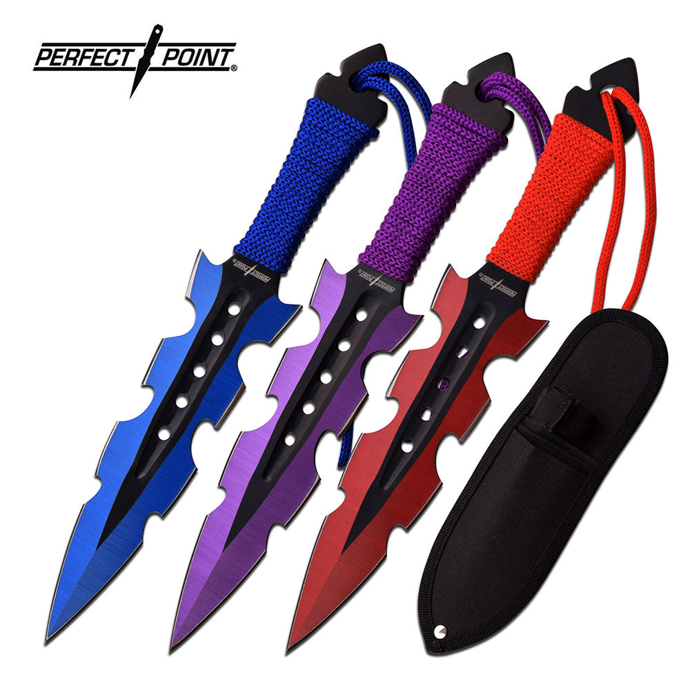 7" Throwing Knife Set 3 PC Perfect Point Thrower Knives - 3 Color Knife-Thrower - Tophatter Daily Deals
