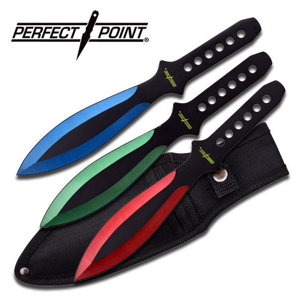 9" Throwing Knife Set 3 PC Perfect Point Thrower Knives Red Green Blue Knife-Thrower - Tophatter Daily Deals