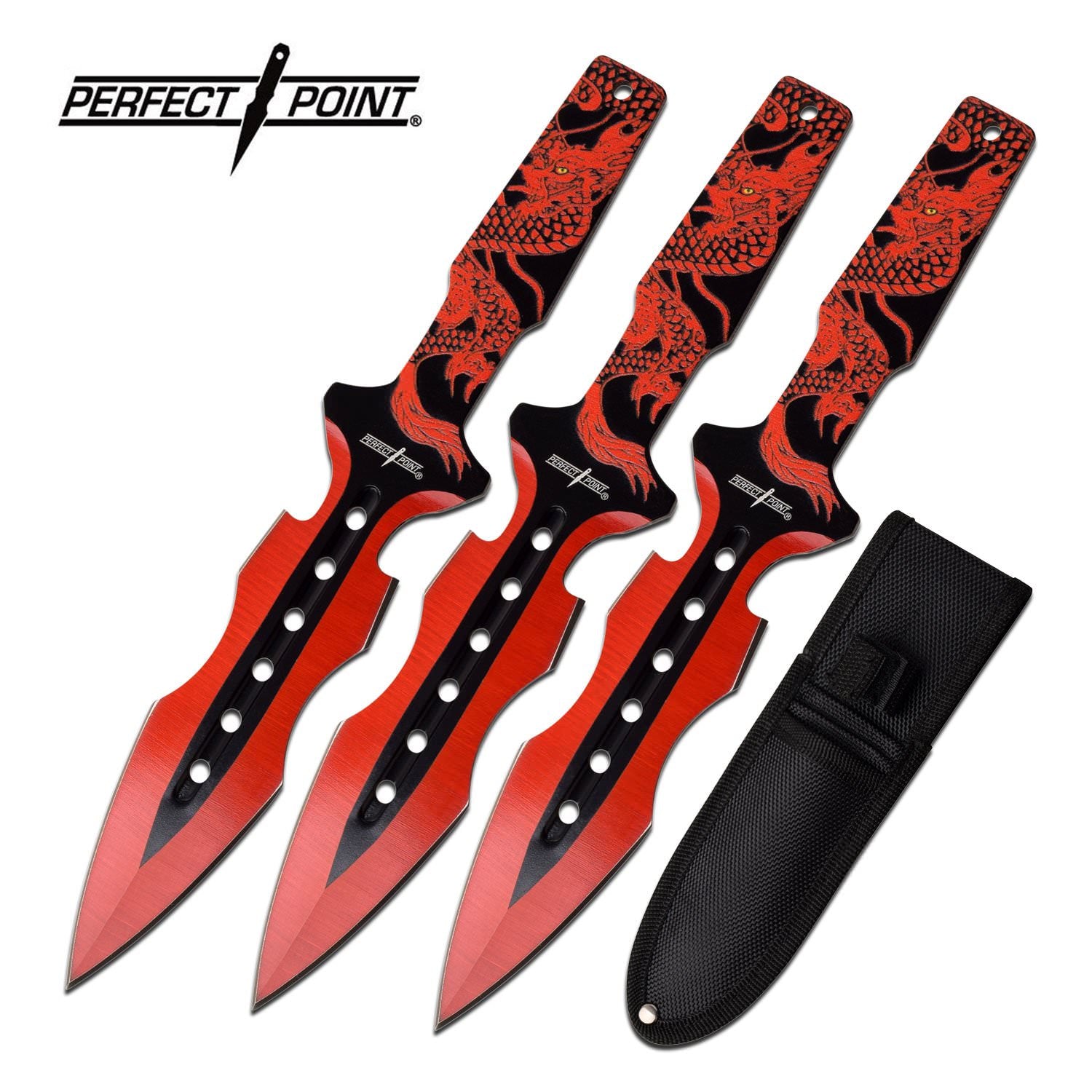 7.5" 3 Piece Red Dragon Throwing Knives Set Collectible Weapons - Tophatter Daily Deals