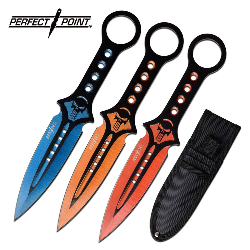 3 Piece 7.5" Multi-Color Blade Kunai Throwing Knife Set Collectible Weapons - Tophatter Daily Deals