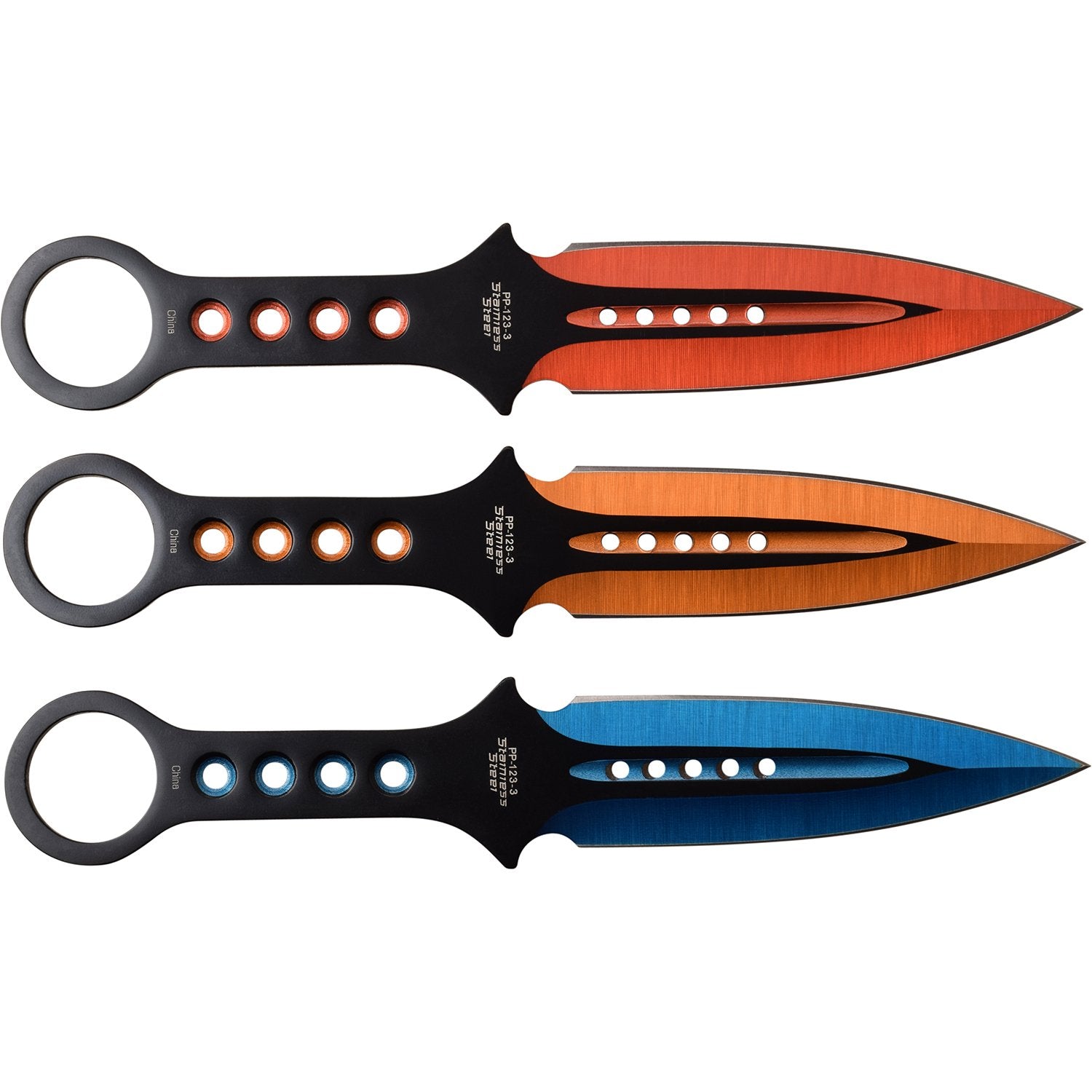 7" Punisher Skull Throwing Knives w/ Ring Perfect Point - 3 PC Set Knife-Thrower - Tophatter Daily Deals