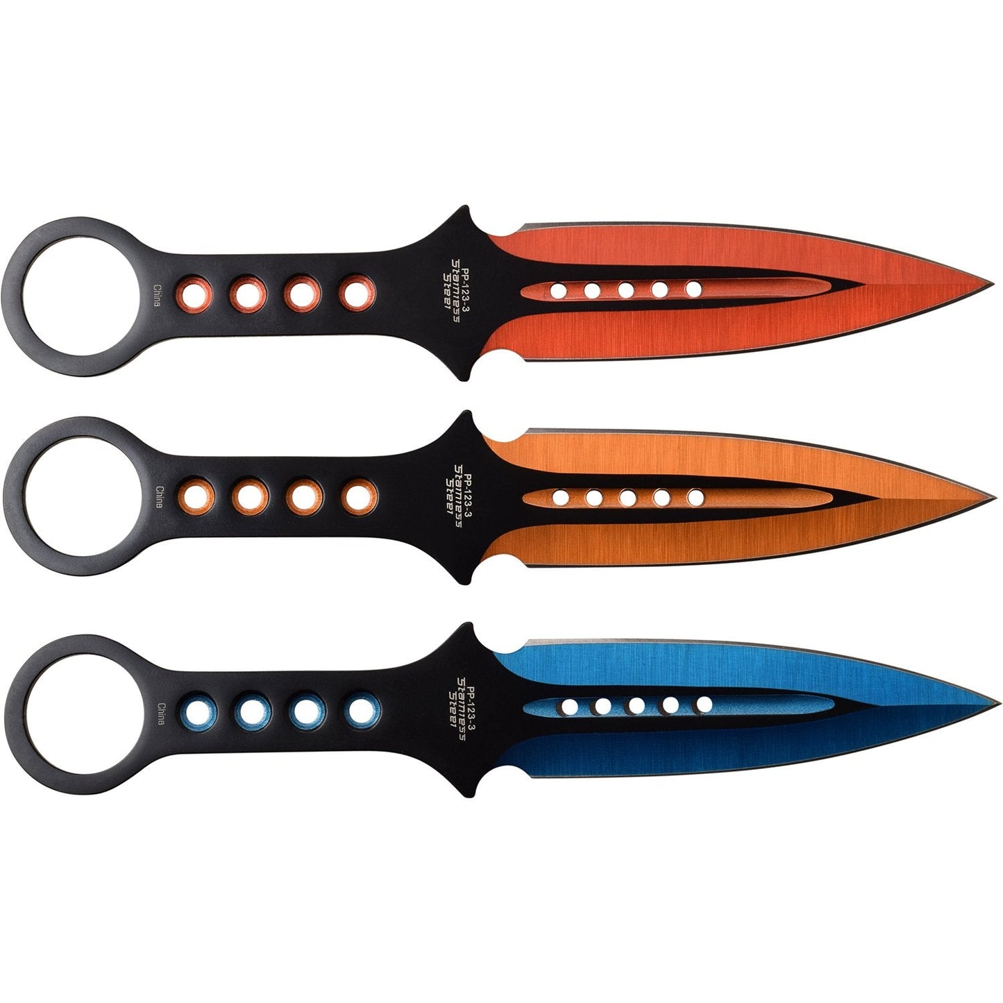 7" Punisher Skull Throwing Knives w/ Ring Perfect Point - 3 PC Set Knife-Thrower - Tophatter Daily Deals