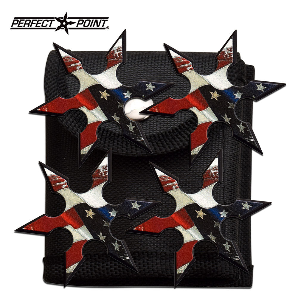 Throwing Star Set 2.5" Perfect Point American Flag USA - 4 Pack Knife-Star - Tophatter Daily Deals