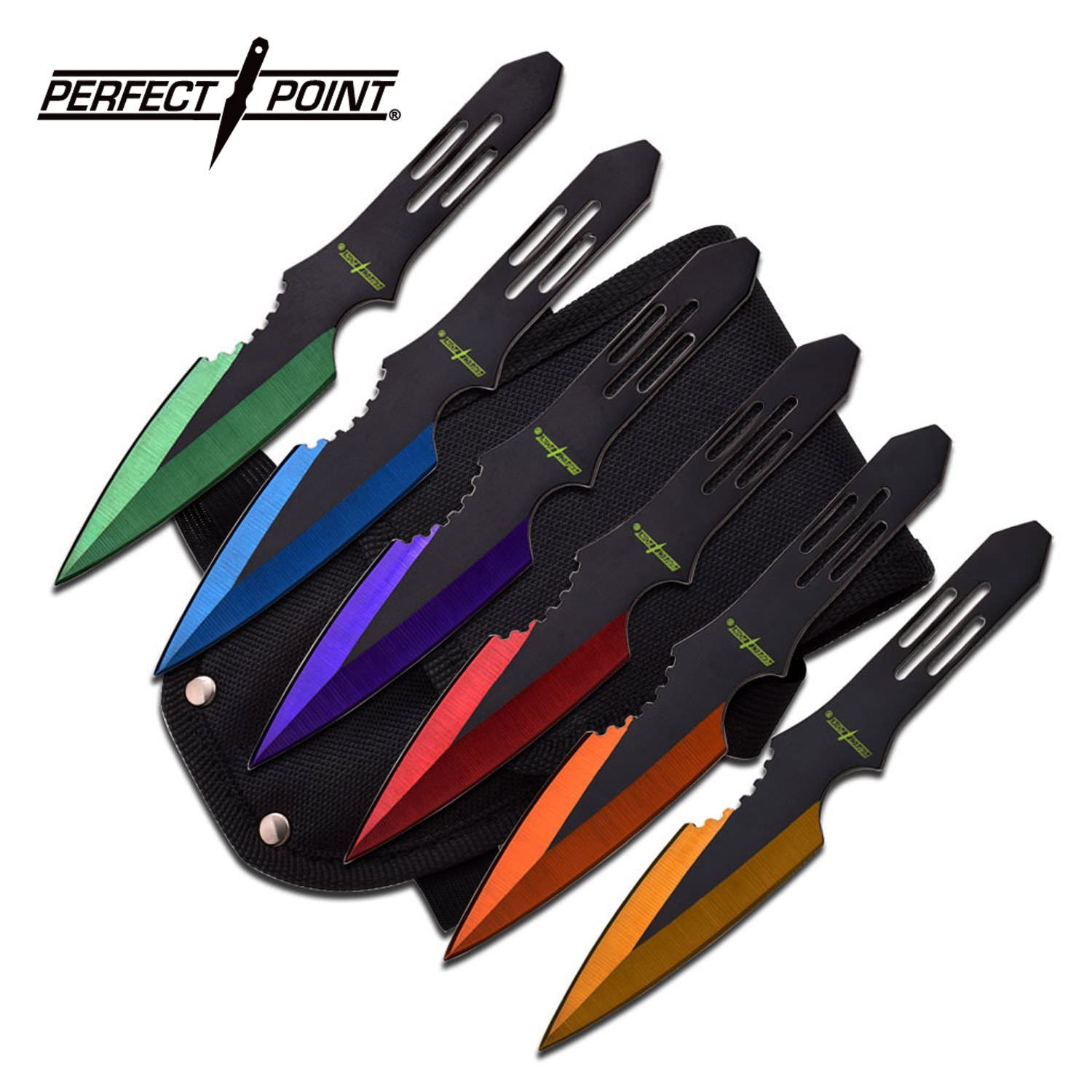 5.5" Multi Color Variety Rainbow Throwing Knife 6 Pcs Set - Tophatter's Army Products & Self Defense Collectible Weapons - Tophatter Daily Deals