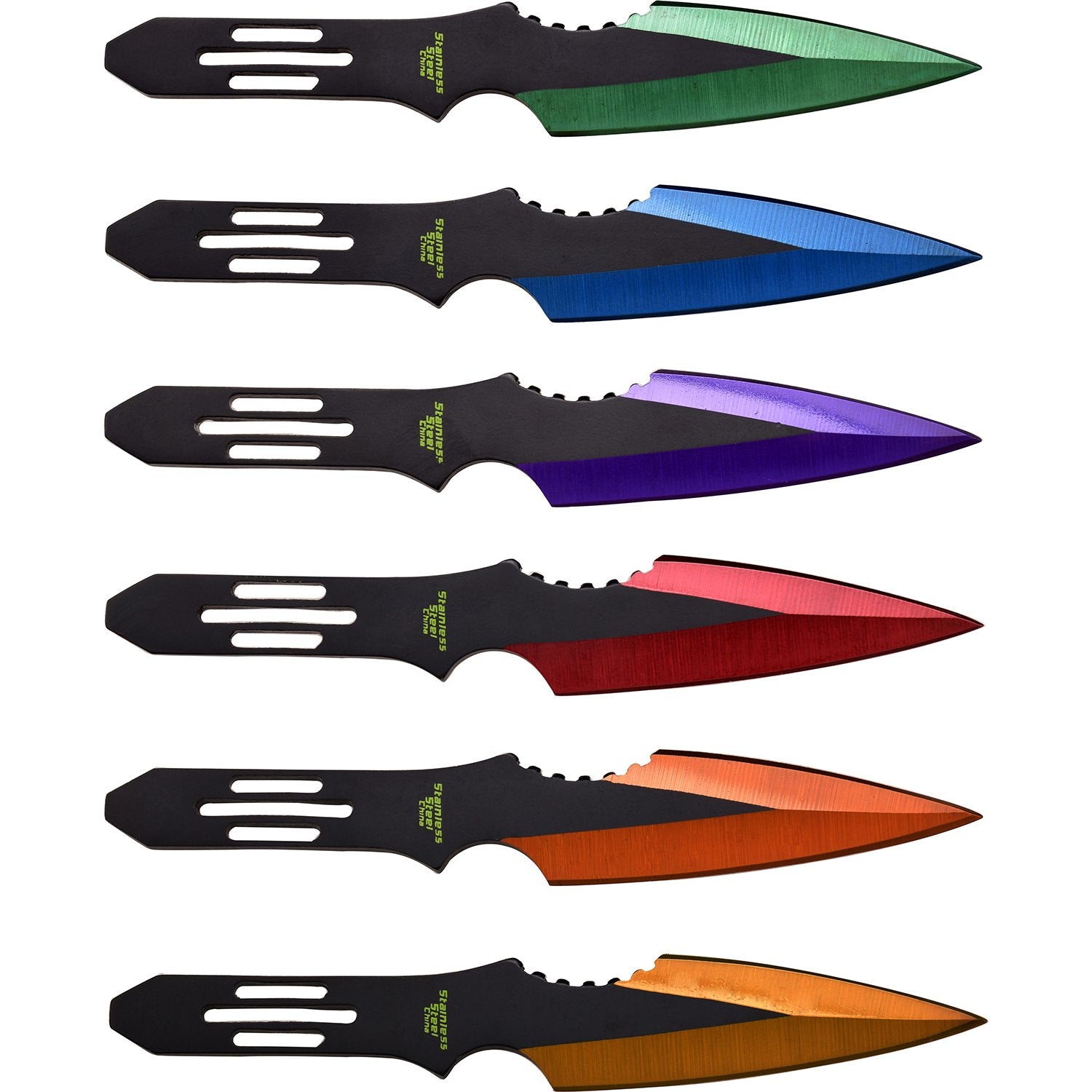 6" Throwing Knife Set Perfect Point with Sheath - 6 PC Asst. Colors Knife-Thrower - Tophatter Daily Deals