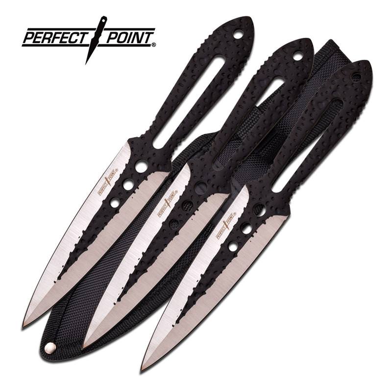3 Piece Ninja Tactical Silver Black Throwing Knife Set Collectible Weapons - Tophatter Daily Deals