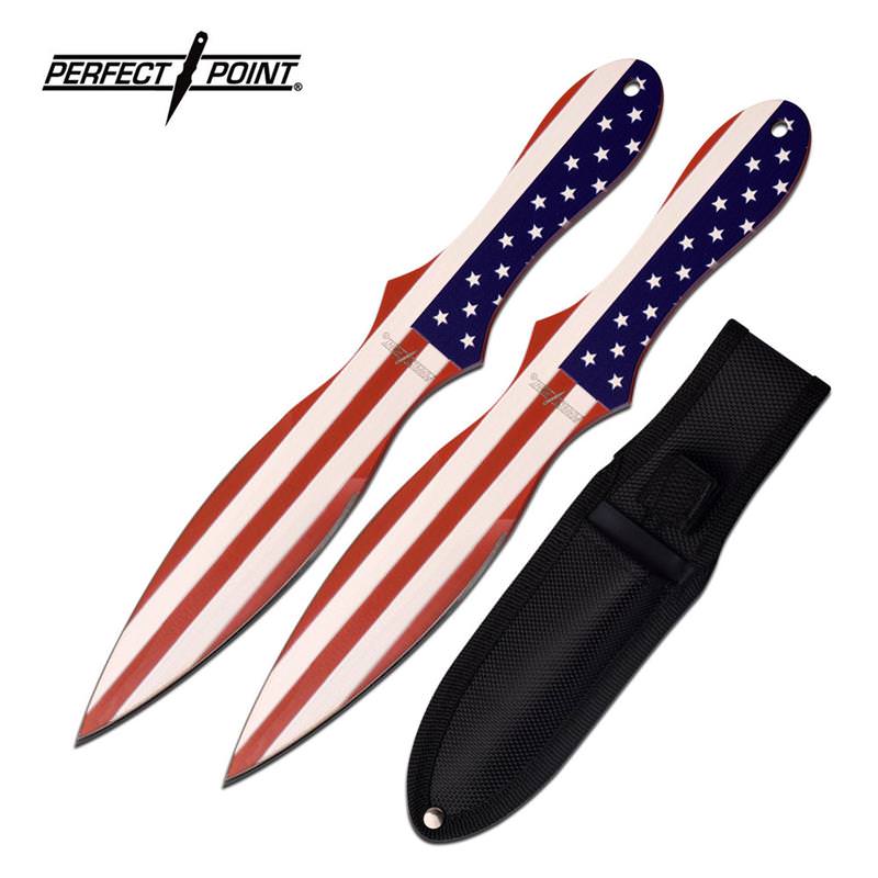 American Flag 8 Inch 2 Piece Throwing Knives - Tophatter's Guns'N'Weapons Store Collectible Weapons - Tophatter Daily Deals