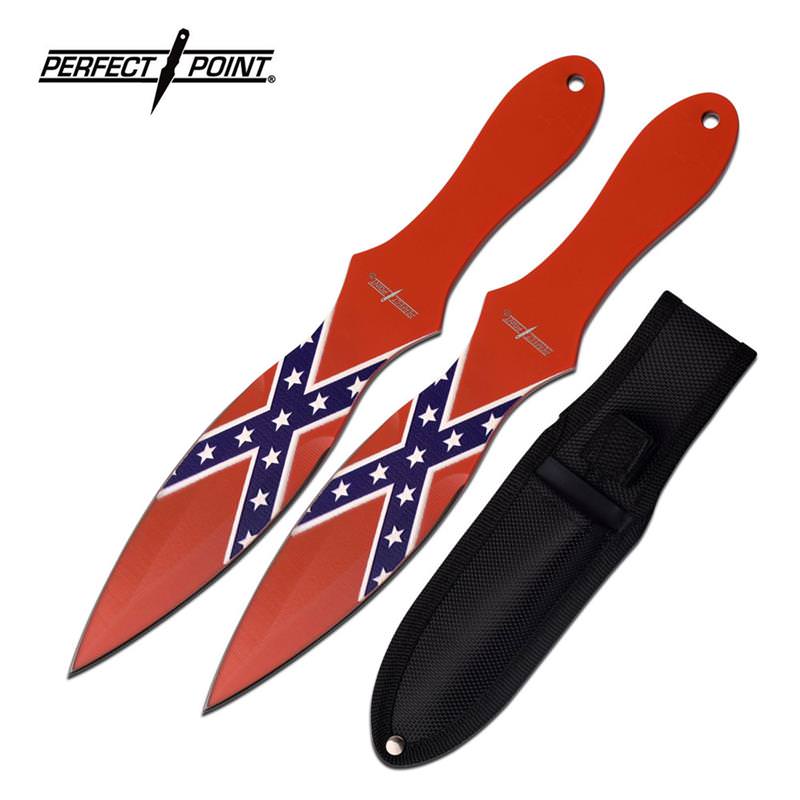 Confederate Flag 8 Inch 2 Piece Throwing Knives - TOPHATTER'S ARMORY DEALS Collectible Weapons - Tophatter Daily Deals