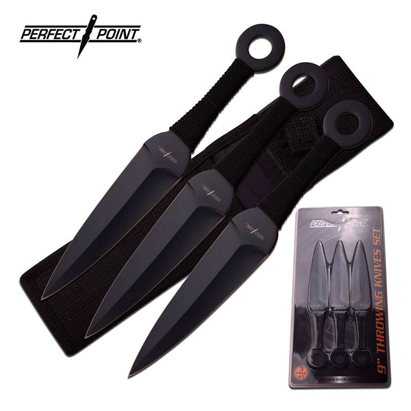 3 Piece 9 Inch Kunai Throwing Knife Set - Tophatter's Guns'N'Weapons Store Collectible Weapons - Tophatter Daily Deals