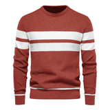 Soft Classic Men's Striped Sweater - Crew Neck, Knit Casual Red - Tophatter Daily Deals