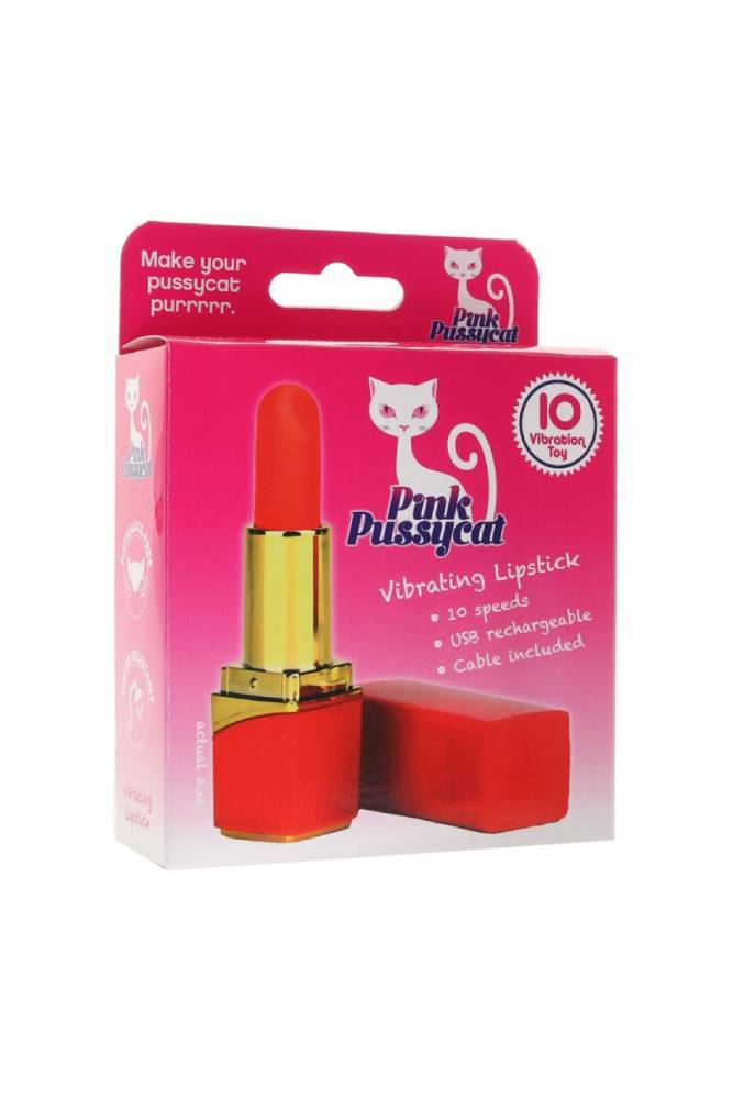 Cousins Group - Pink Pussycat - Rechargeable Lipstick Vibrator - Red/Gold Sex Toy - Tophatter Daily Deals