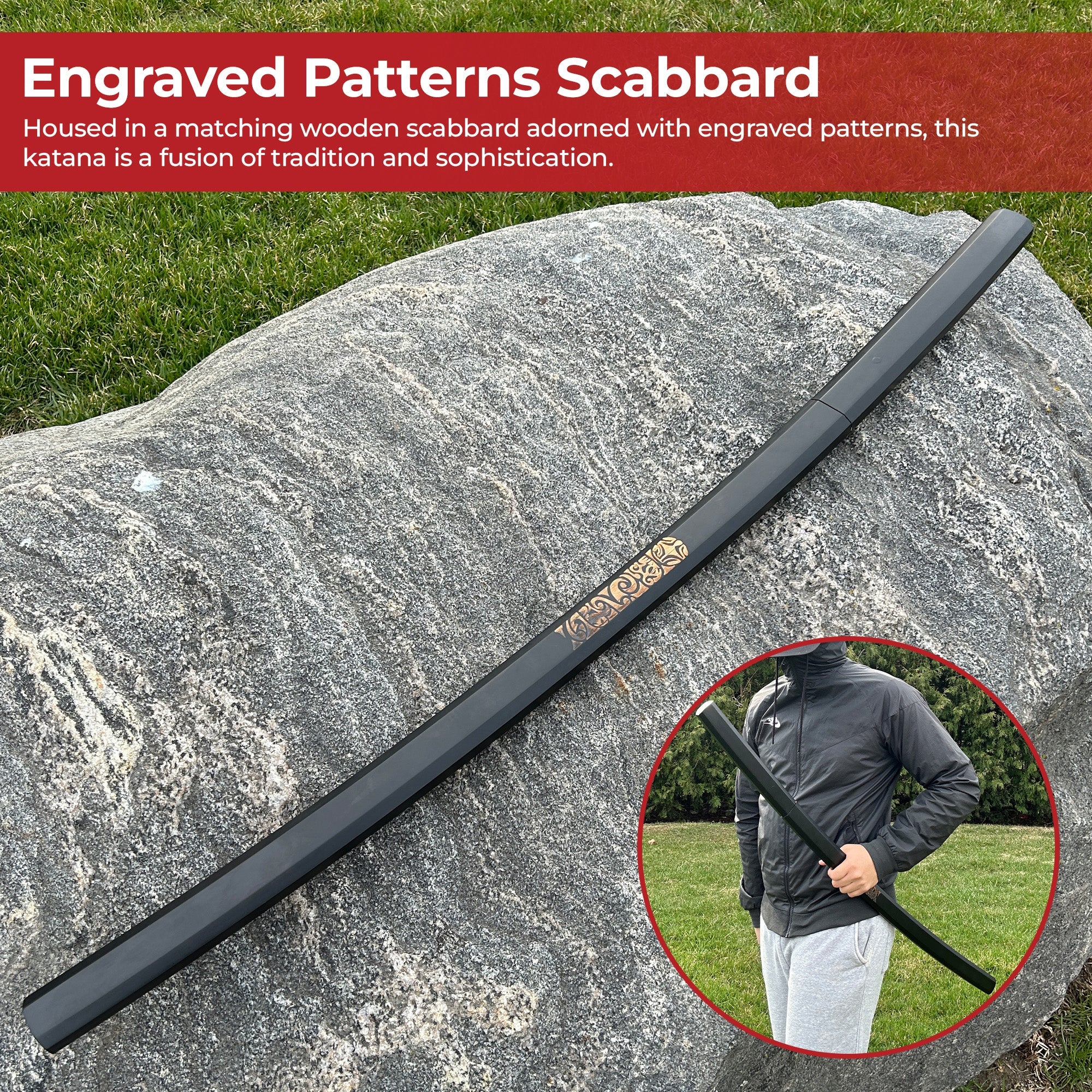 Premium Black Traditional Wooden Shirisya Katana Swords - Tophatter Daily Deals