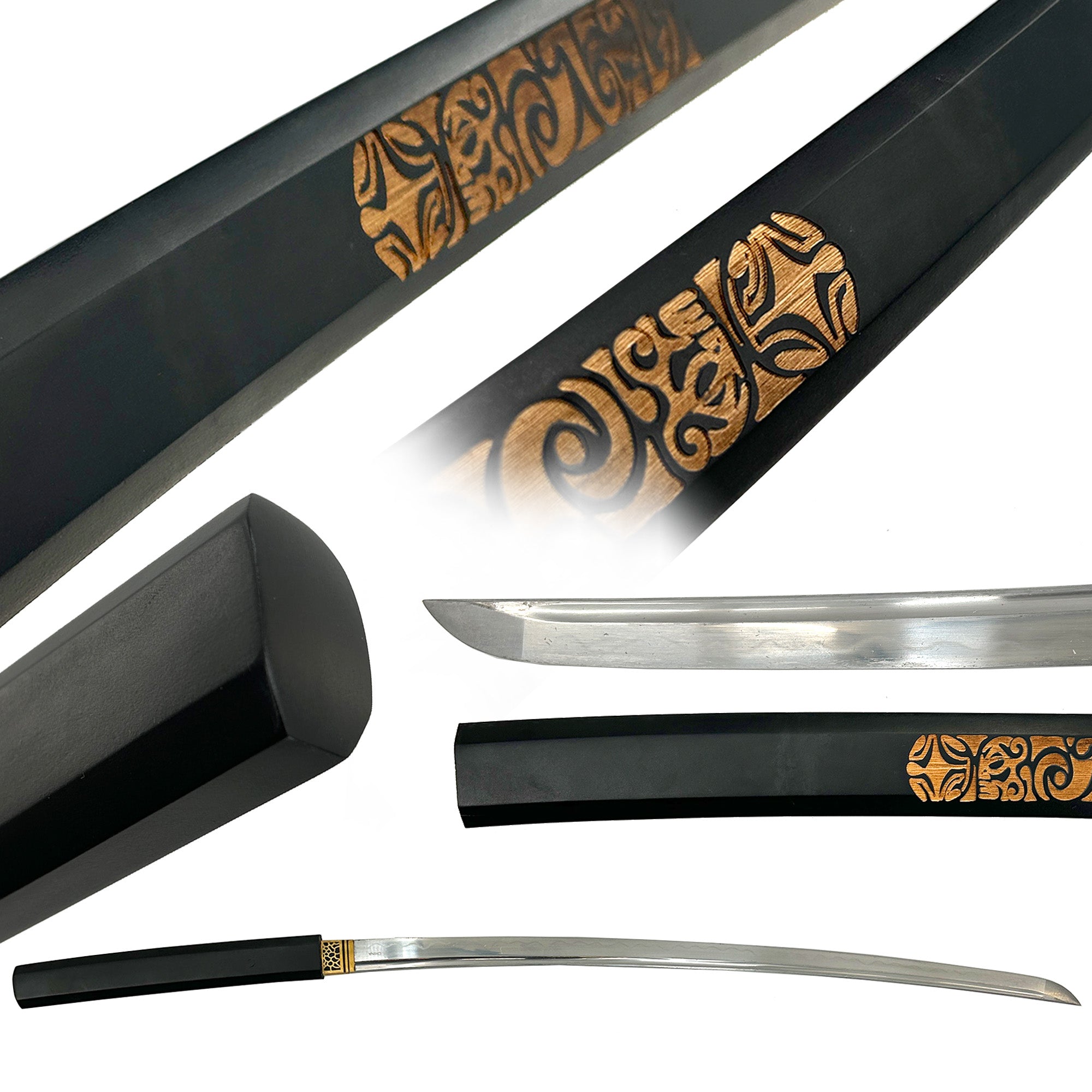 Premium Black Traditional Wooden Shirisya Katana Swords - Tophatter Daily Deals