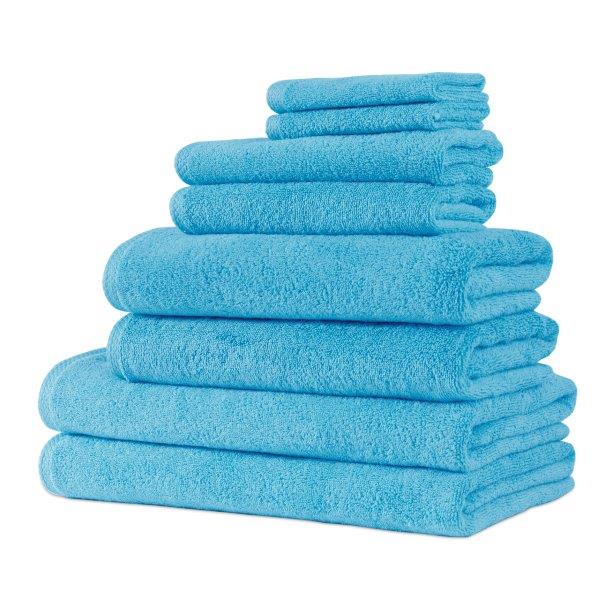 Hospitality Turkish Cotton Hotel Collection Family Towel Set of 8 Aqua Bath Towel - Tophatter Daily Deals