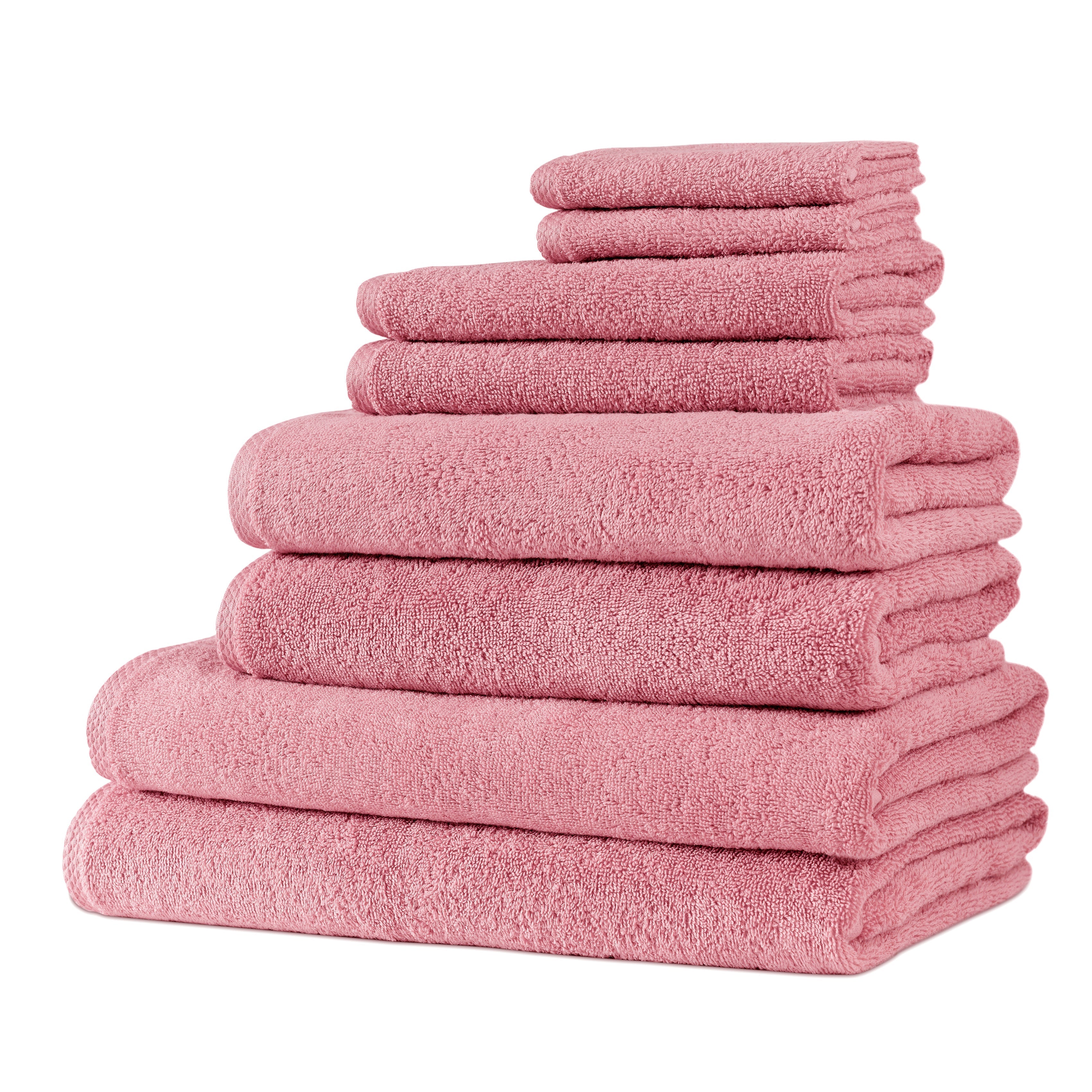 Hospitality Turkish Cotton Hotel Collection Family Towel Set of 8 Matt Rose Bath Towel - Tophatter Daily Deals