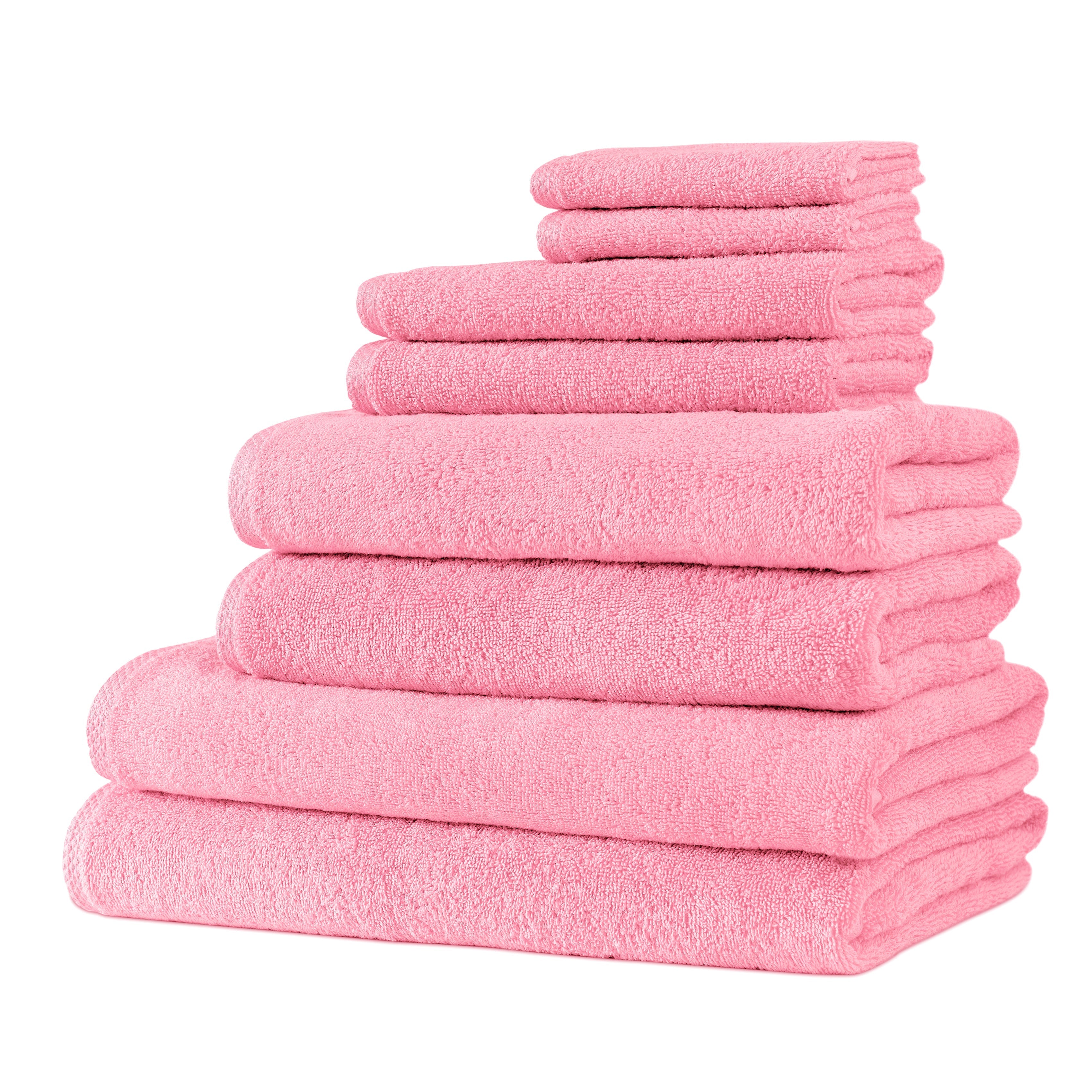 Hospitality Turkish Cotton Hotel Collection Family Towel Set of 8 Pink Bath Towel - Tophatter Daily Deals