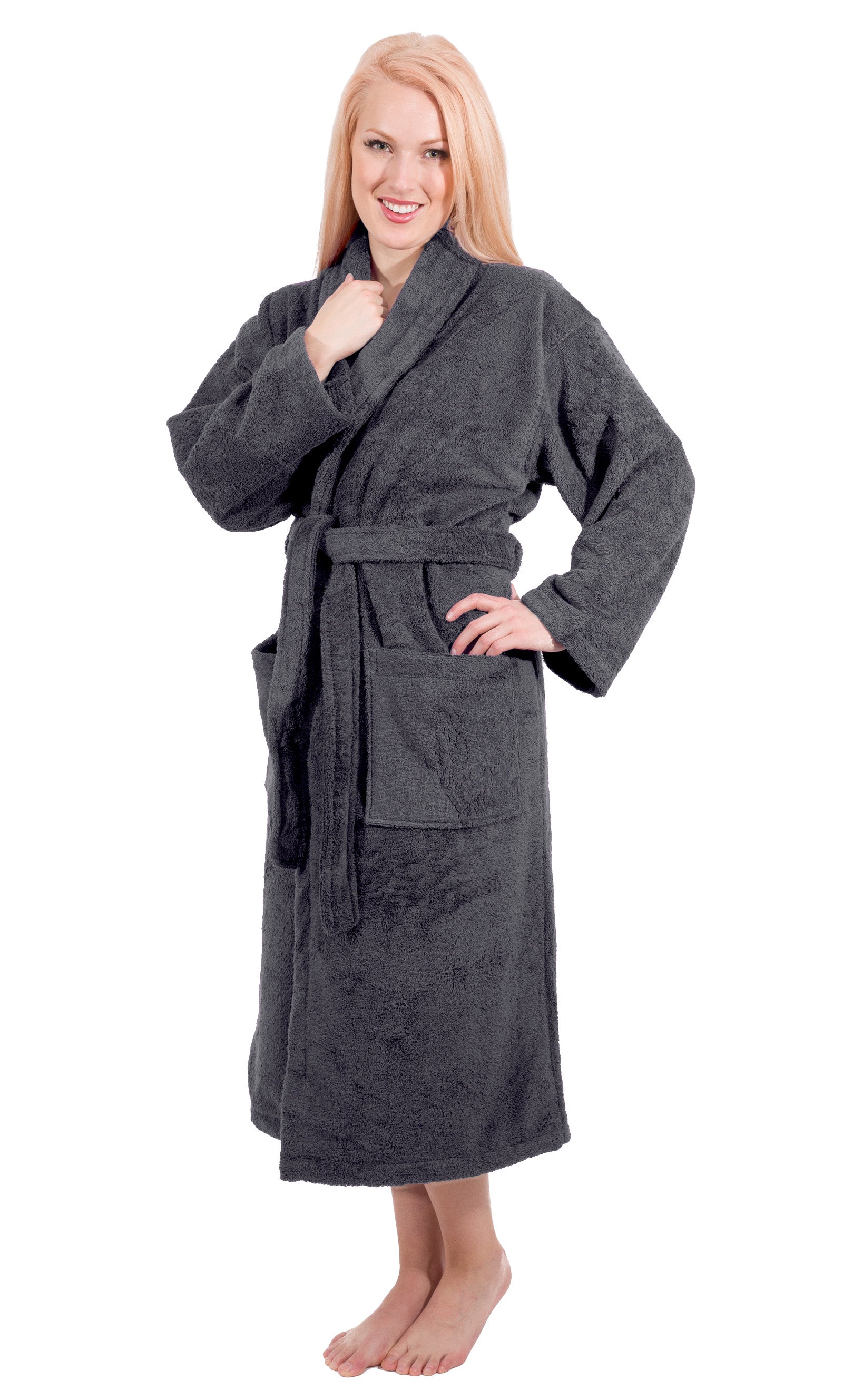 Classic Turkish Combed Cotton Luxurious Thick Unisex Bathrobes Robes - Tophatter Daily Deals