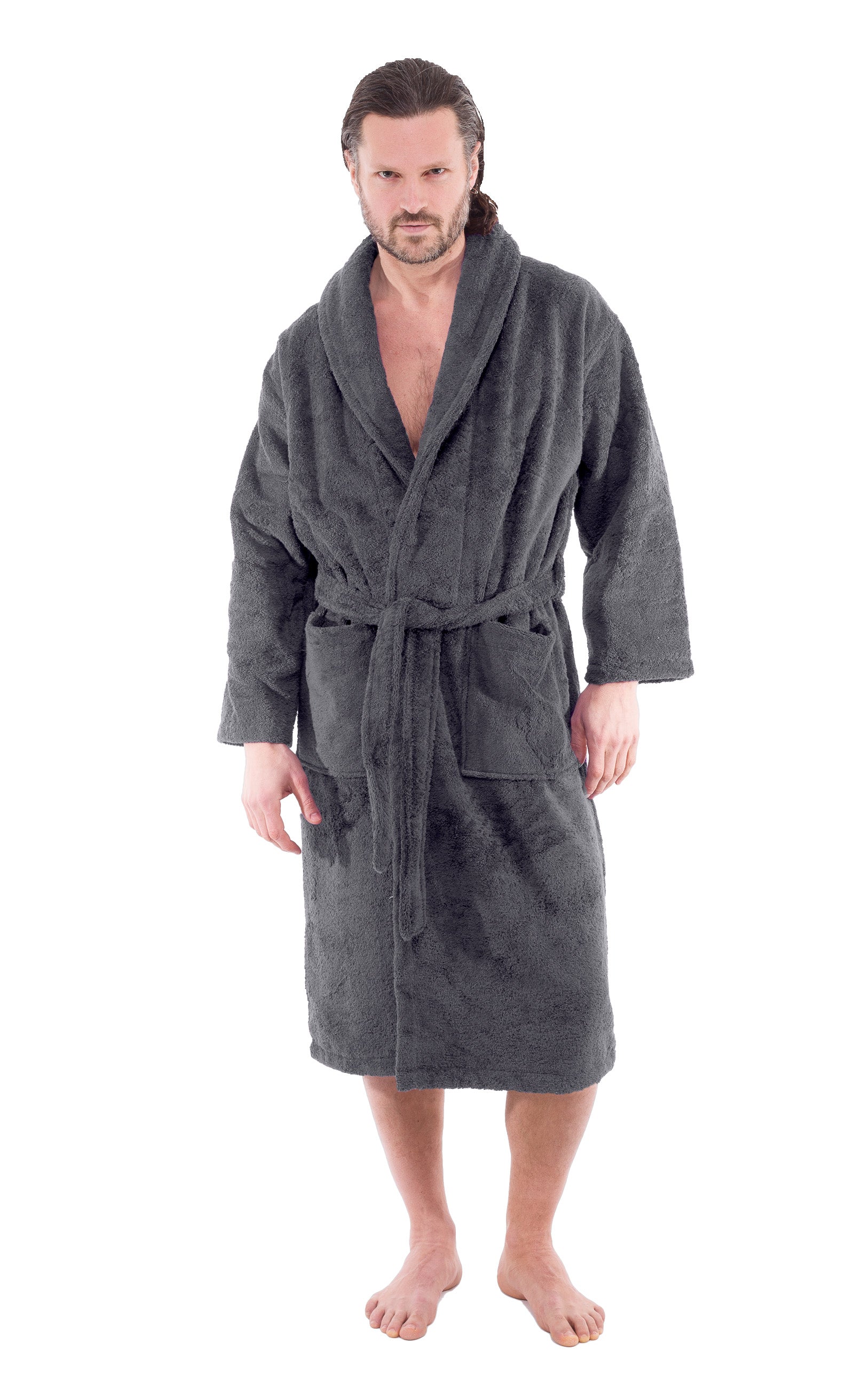 Classic Turkish Combed Cotton Luxurious Thick Unisex Bathrobes Robes - Tophatter Daily Deals
