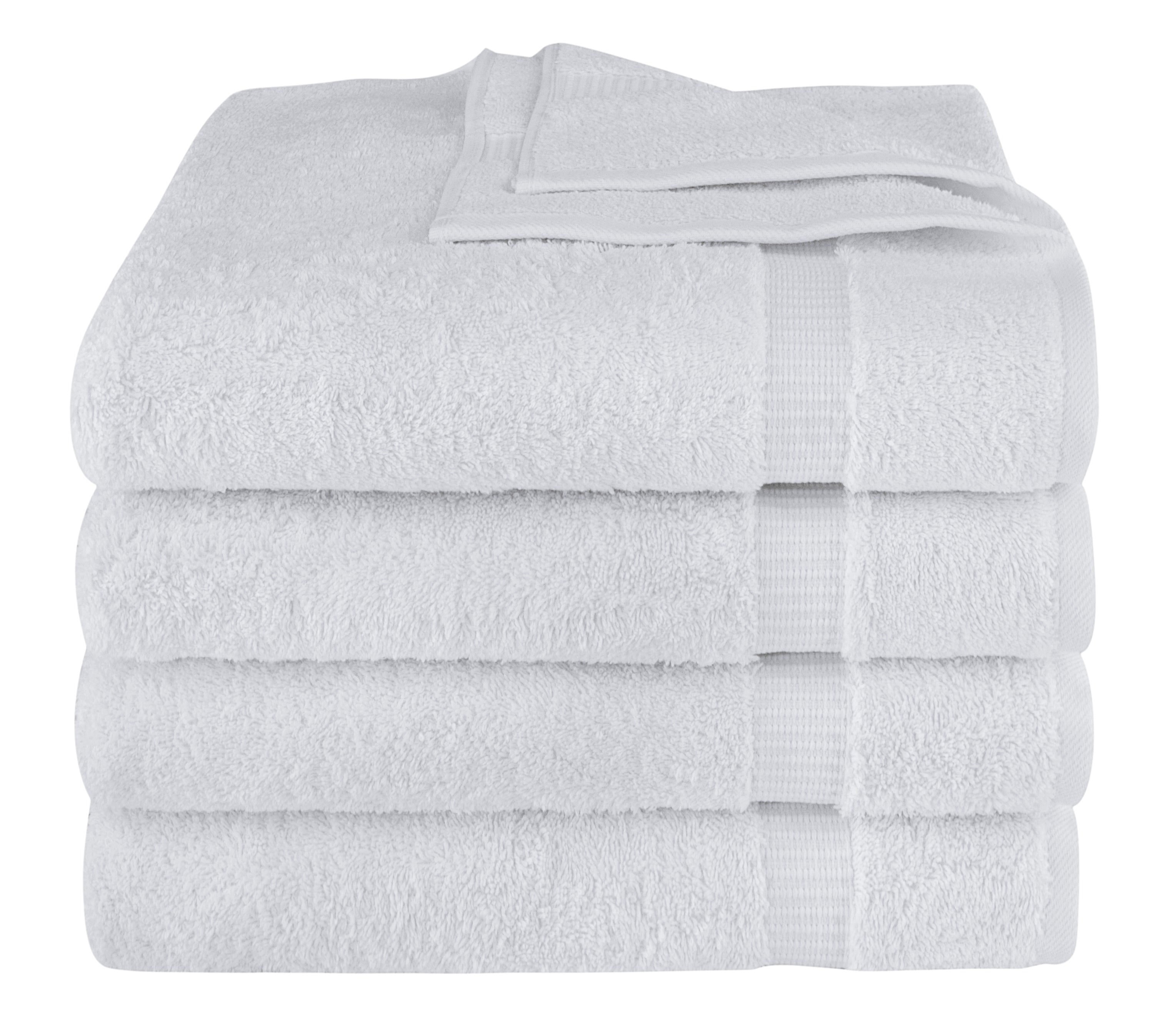 Villa Turkish Cotton Luxury Hotel Collection Bath Towels - 4 Pieces Bright White Bath Towel - Tophatter Daily Deals