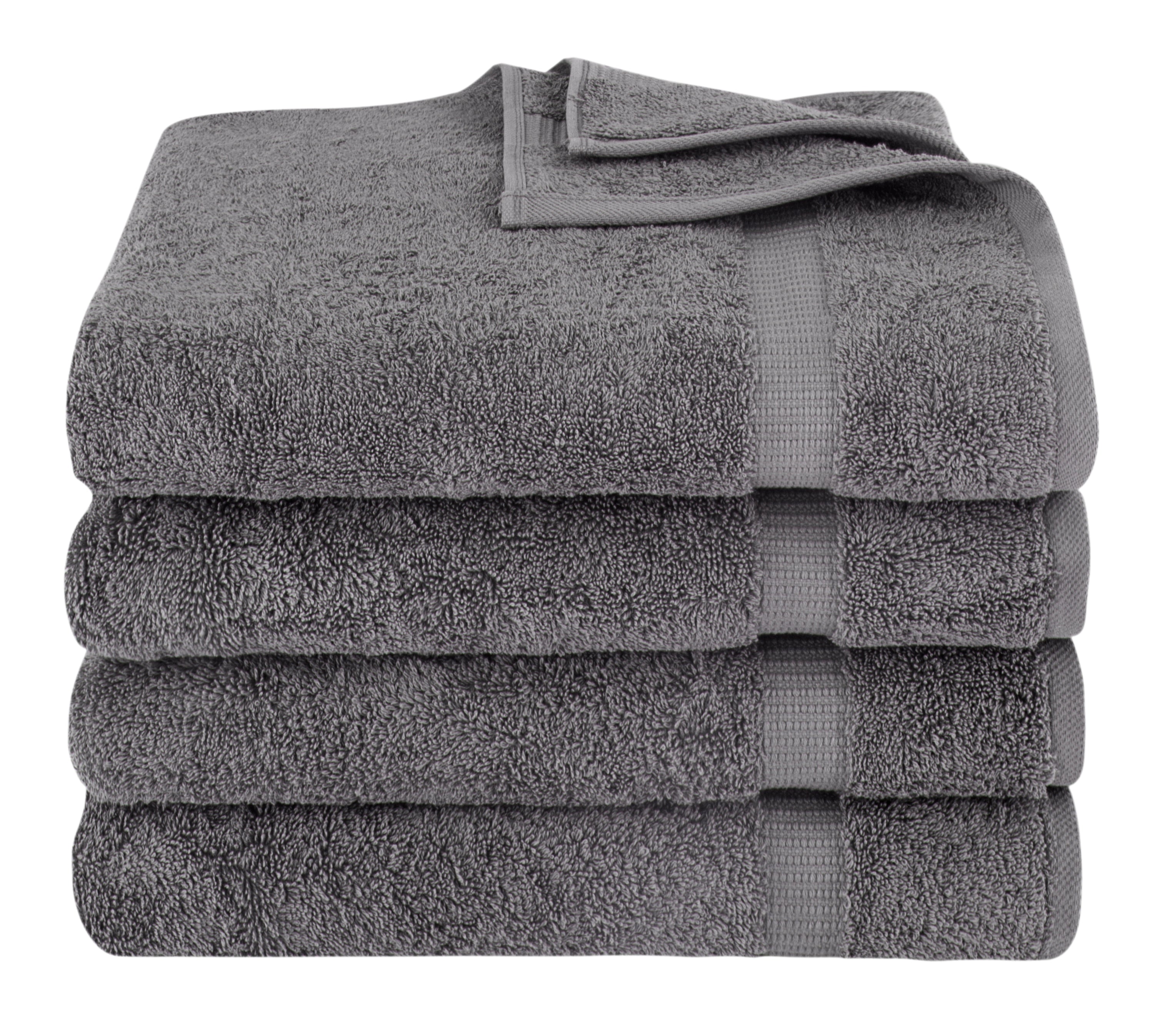 Villa Turkish Cotton Luxury Hotel Collection Bath Towels - 4 Pieces Midnight Grey Bath Towel - Tophatter Daily Deals