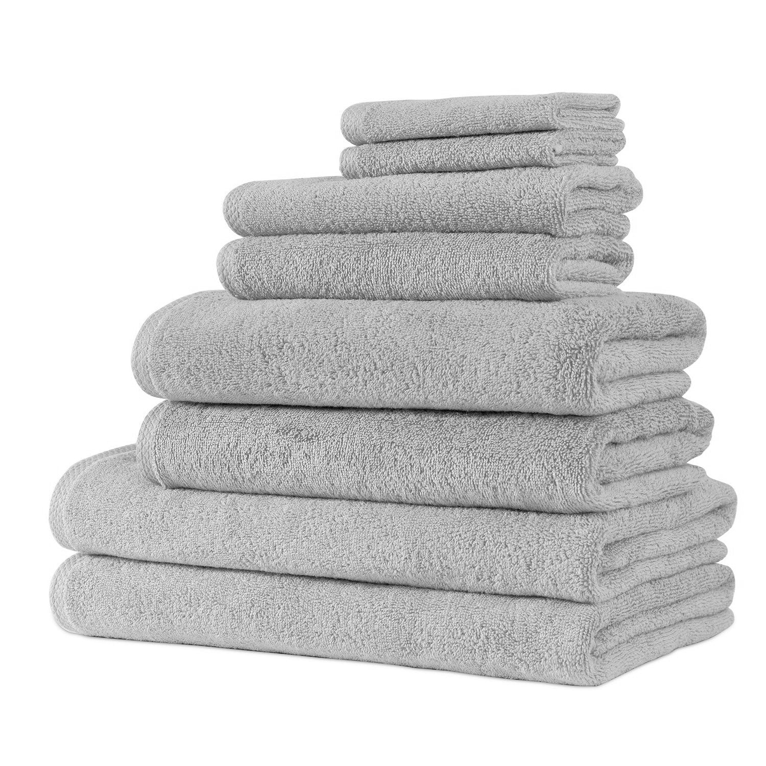 Hospitality Turkish Cotton Hotel Collection Family Towel Set of 8 Light Grey Bath Towel - Tophatter Daily Deals