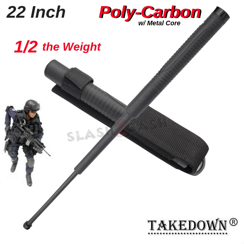 22 Inch Lightweight Expandable Baton Poly Carbon w/ Metal Core SD-Baton - Tophatter Daily Deals