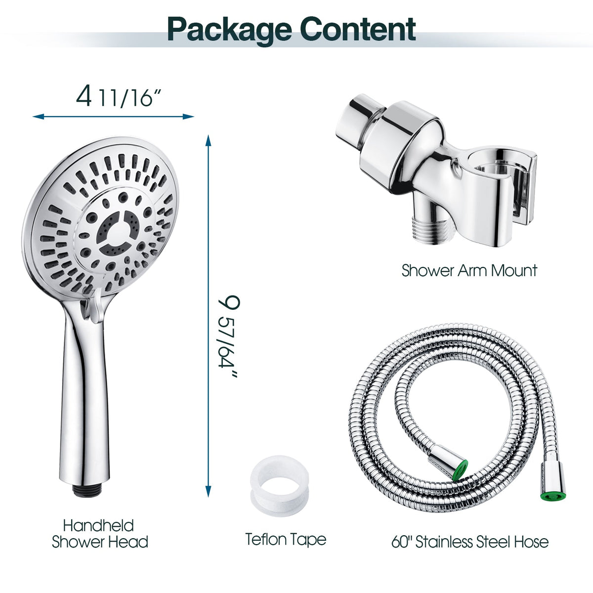 9-Spray Handheld Shower Head Set with Hose and Shower Arm Mount Home Improvement - Tophatter Daily Deals