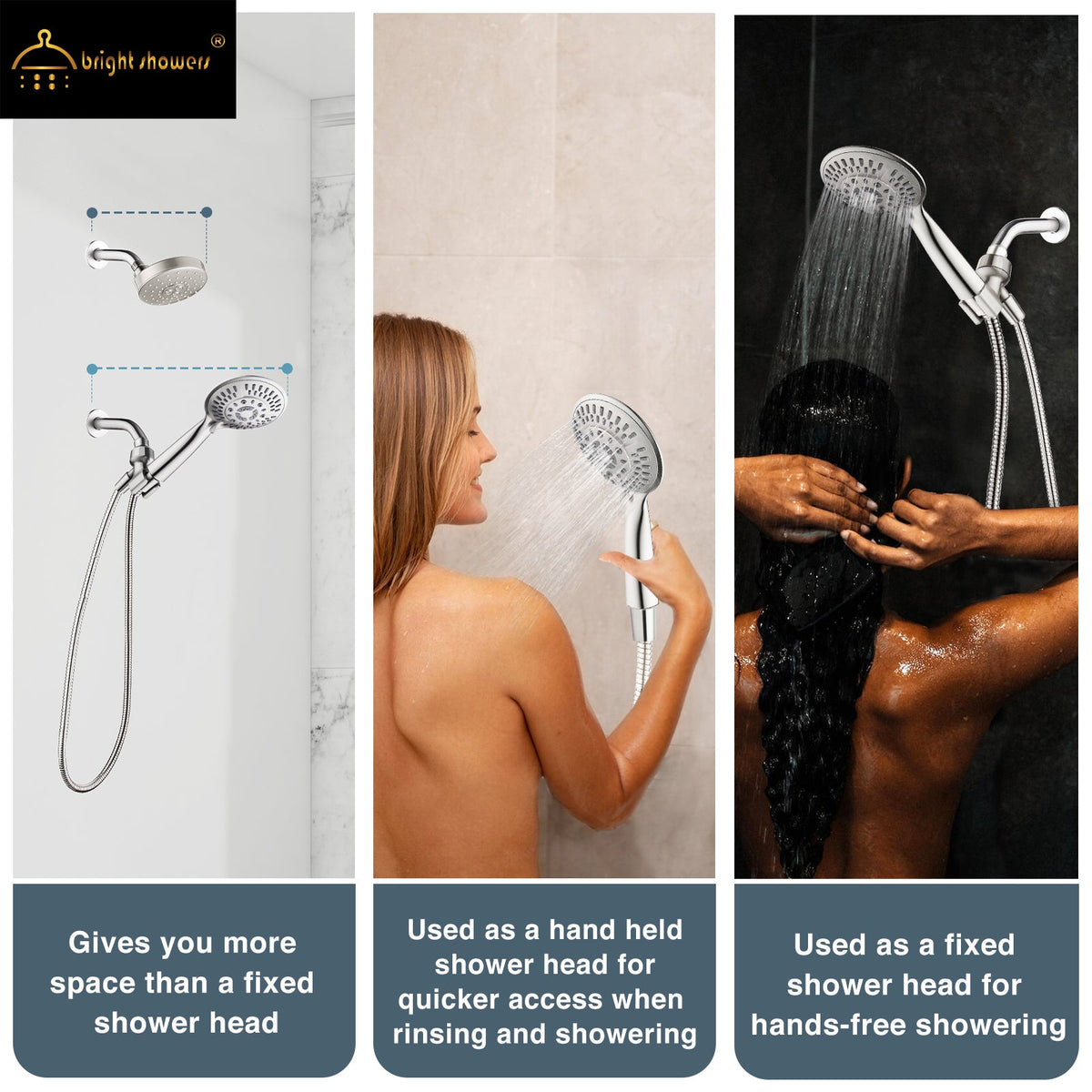9-Spray Handheld Shower Head Set with Hose and Shower Arm Mount Home Improvement - Tophatter Daily Deals