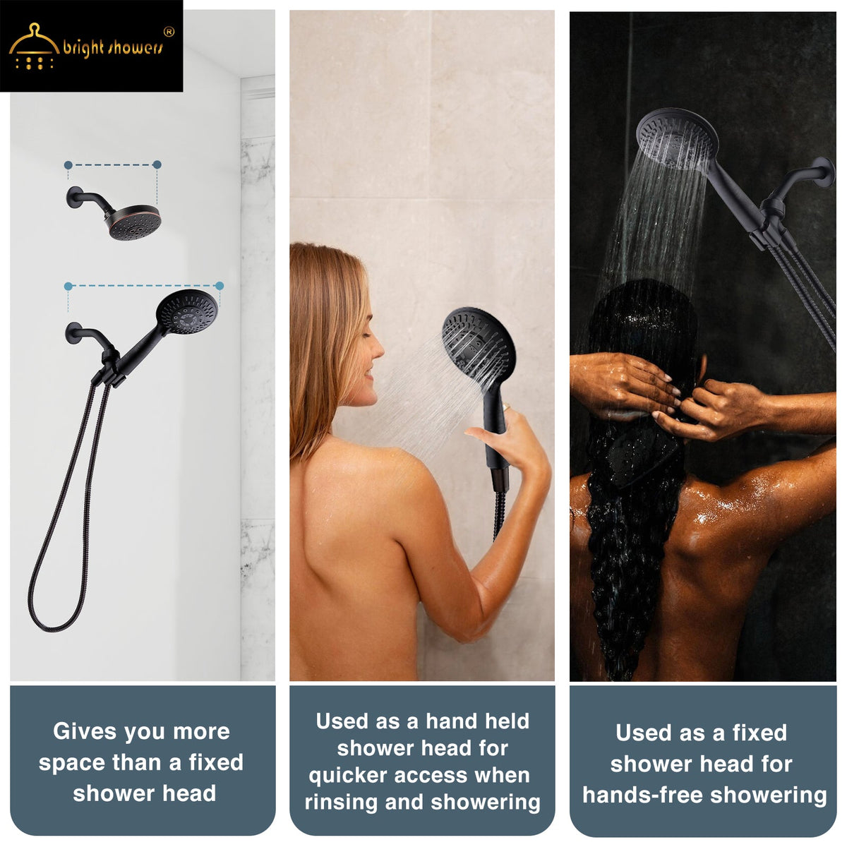 9-Spray Handheld Shower Head Set with Hose and Shower Arm Mount Home Improvement - Tophatter Daily Deals
