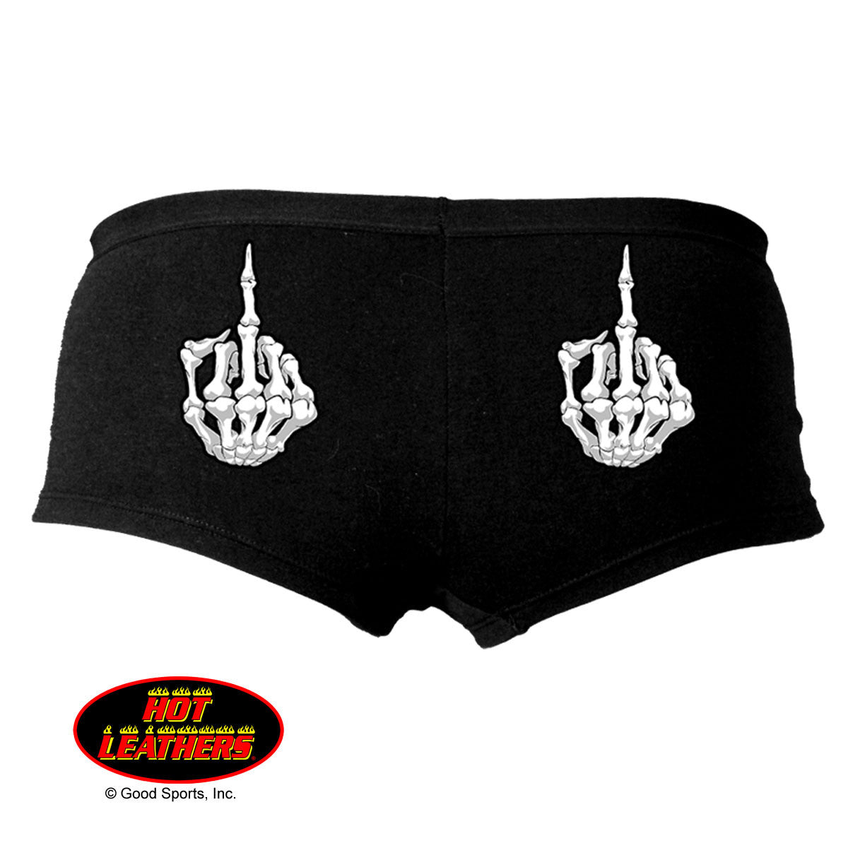 Hot Leathers Skeleton Middle Finger Biker Boy Shorts Boy Shorts - Tophatter Daily Deals