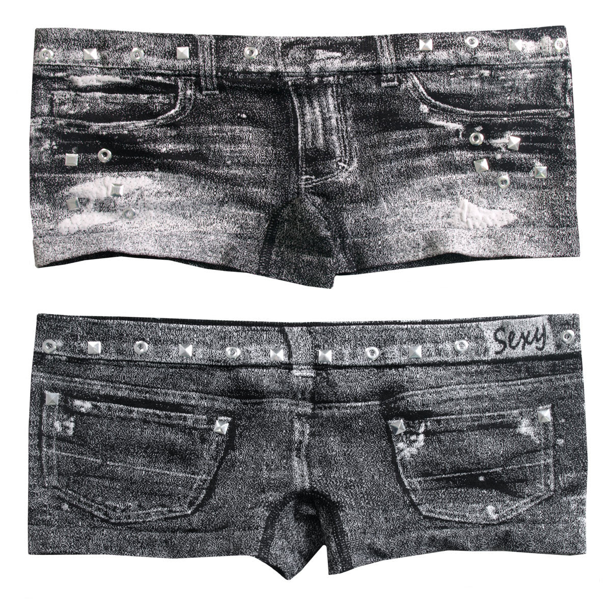 Hot Leathers Sublimation "Denim" Black Stud Boy Shorts Boy Shorts - Tophatter Daily Deals