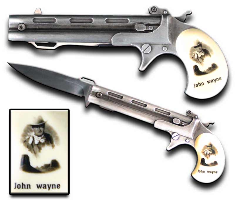 10 Inches John Wayne Gun Style Assisted Open Knife And Display Box - Tophatter's Guns'N'Weapons Store Collectible Weapons - Tophatter Daily Deals