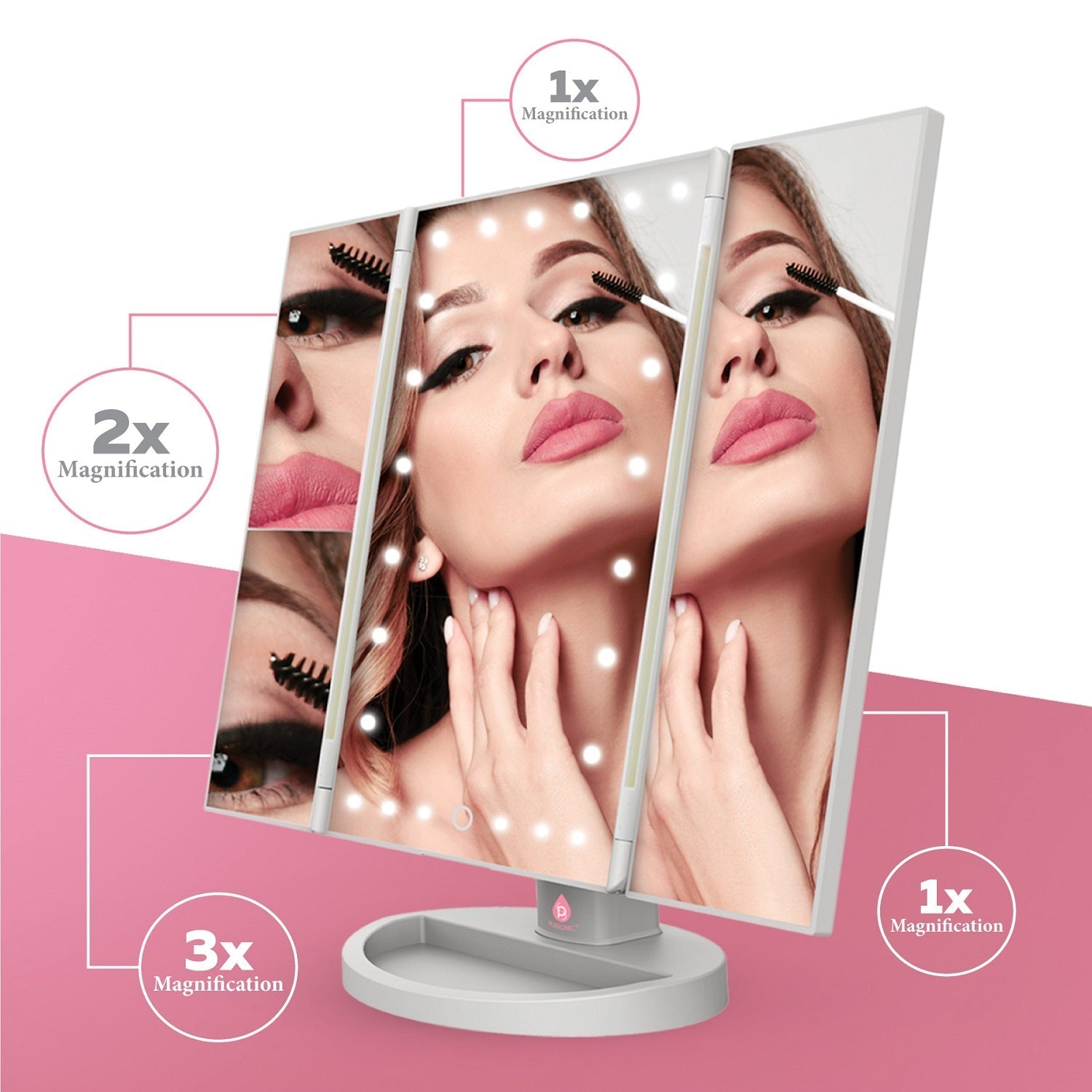 Pursonic Tri-Fold Vanity Makeup Mirror Mirrors - Tophatter Daily Deals