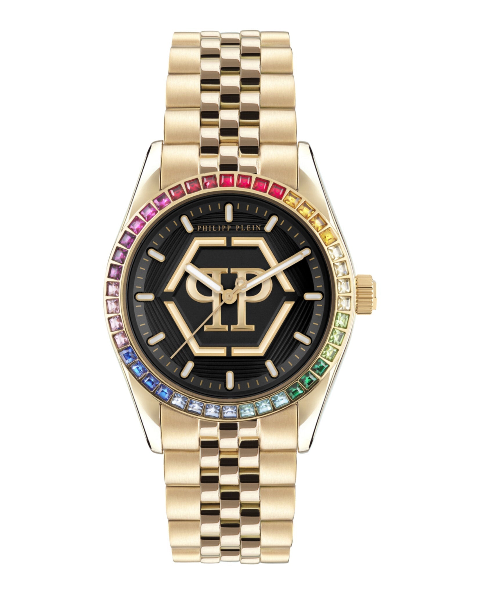 Philipp Plein Date Superlative Crystal Watch Gold Watches - Tophatter Daily Deals