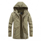 Insulating Men's Fleece Jacket - Hooded, Plush Lining, Cold Khaki - Tophatter Daily Deals