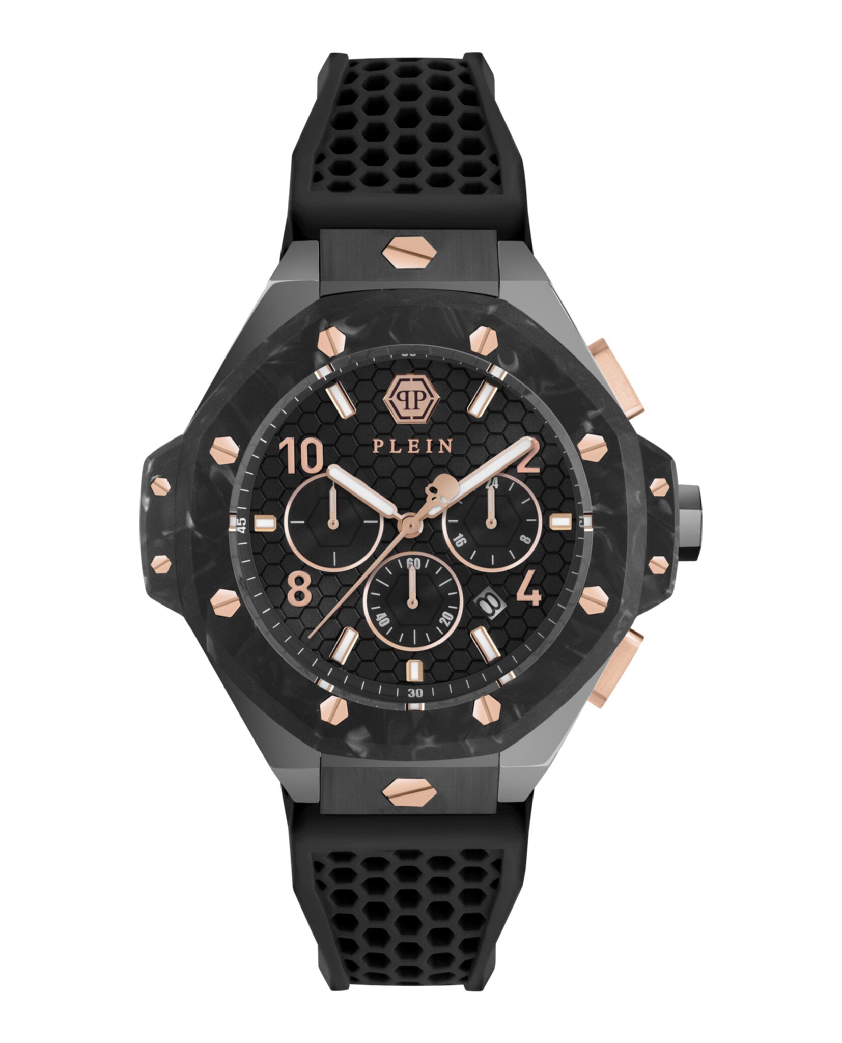 Philipp Plein Plein Chrono Royal Silicone Watch Black Watches - Tophatter Daily Deals
