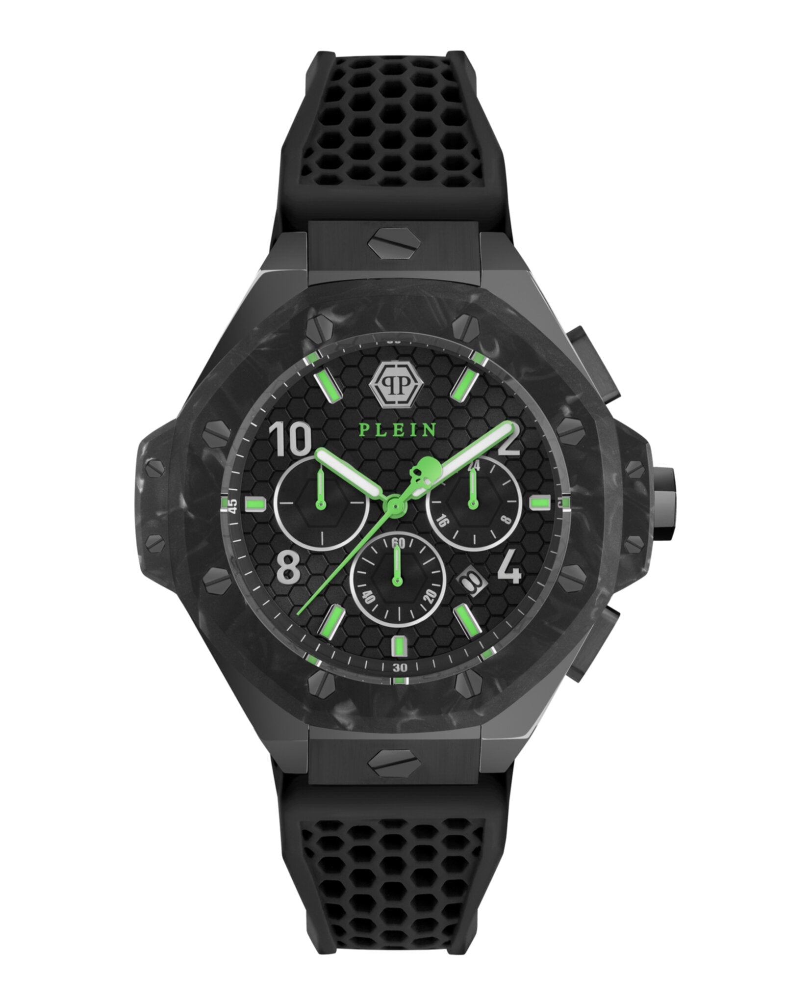 Philipp Plein Plein Chrono Royal Silicone Watch Black Watches - Tophatter Daily Deals