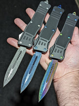 Damascus Etched Commando OTF Knife D/A Auto Switchblade - Asst. Knife-OTF - Tophatter Daily Deals