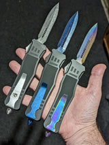 Damascus Etched Commando OTF Knife D/A Auto Switchblade - Asst. Knife-OTF - Tophatter Daily Deals