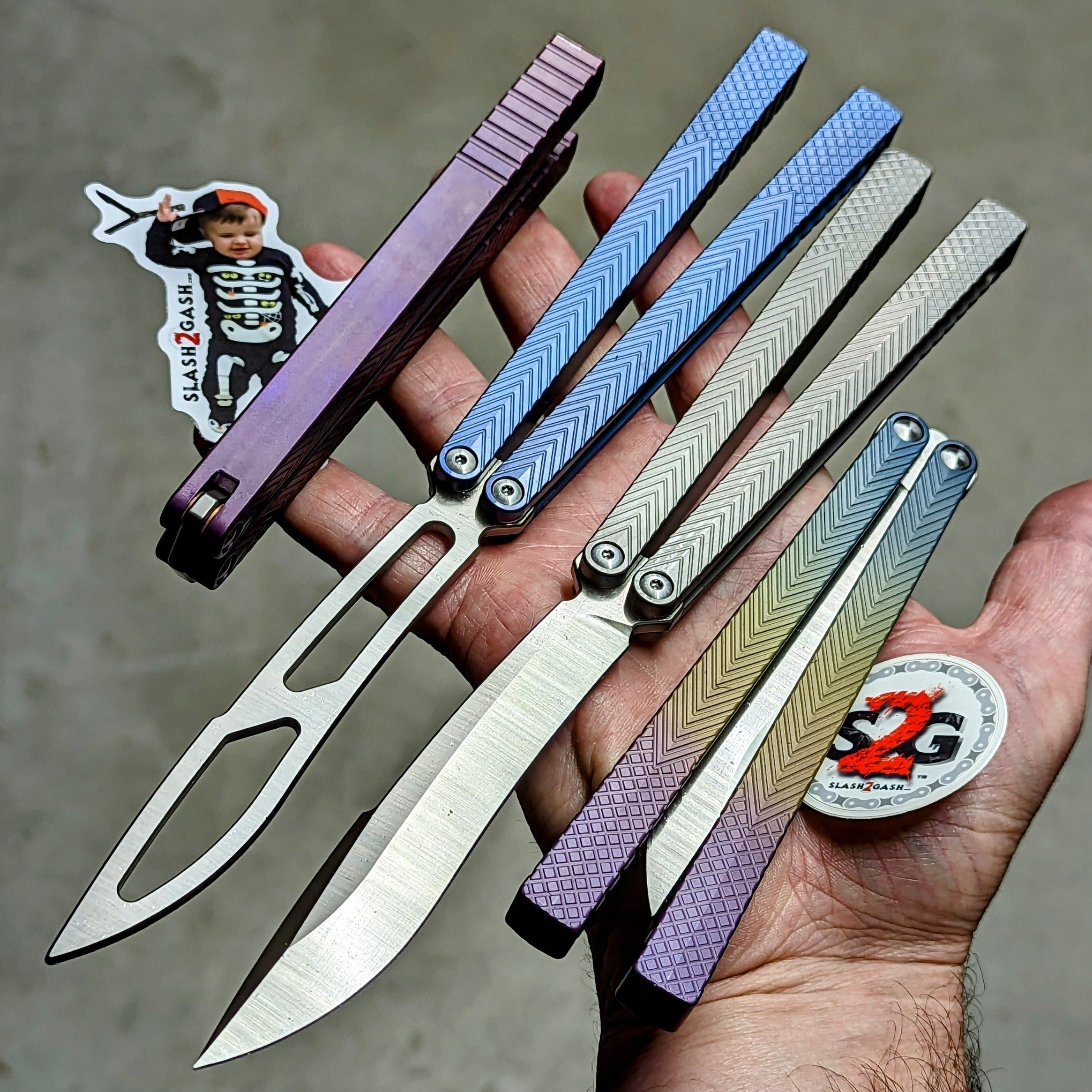 TheONE Serif Clone TITANIUM Balisong Butterfly Knife - Pinless Knife-Balisong - Tophatter Daily Deals