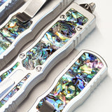 Small Prototype OTF Knife REAL Damascus Dagger S2G Tactical - Abalone Knife-OTF - Tophatter Daily Deals