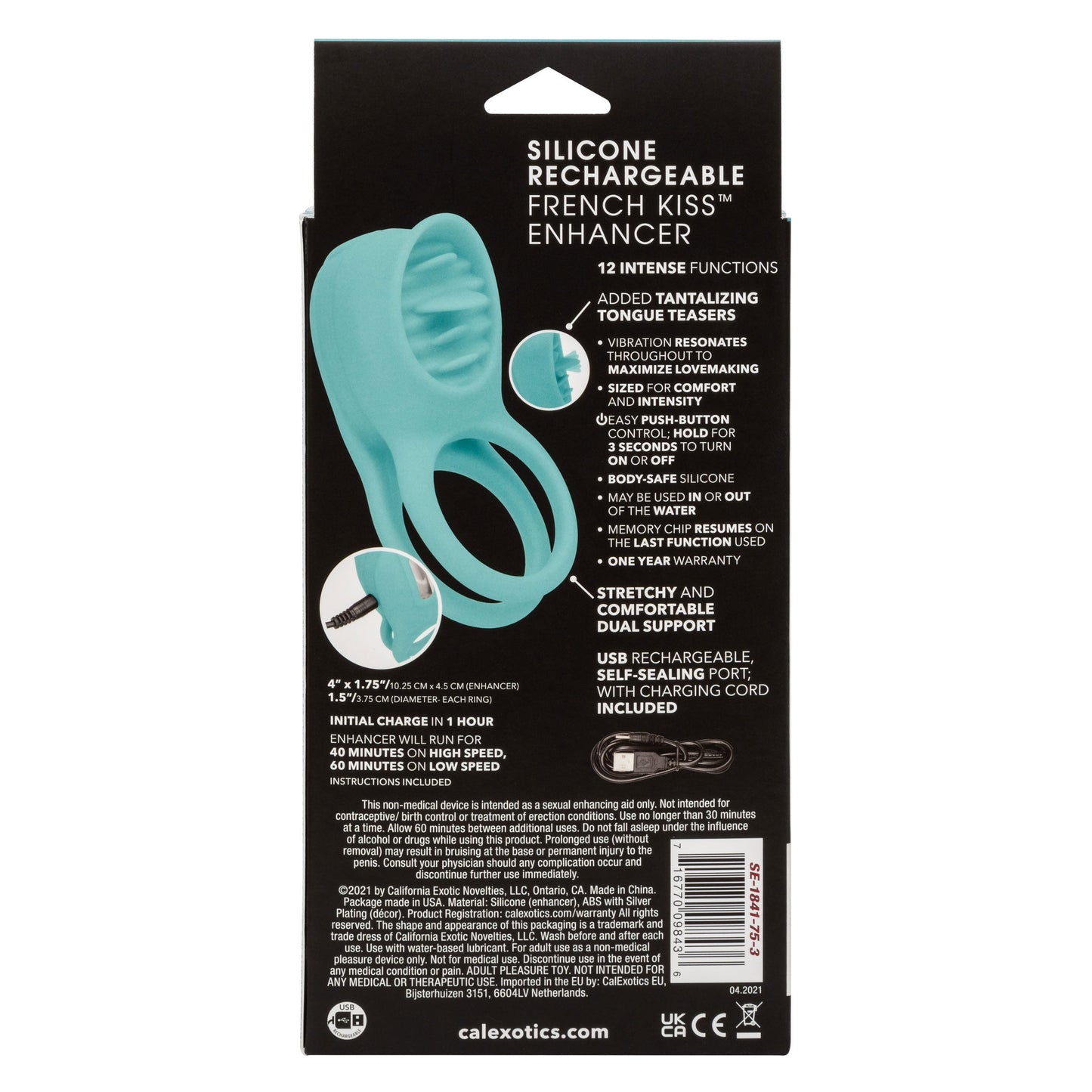 Silicone Rechargeable French Kiss Enhancer – Vibrator with 12 Functions and Flickering Teaser Ring > Cock Ring > Vibrating - Tophatter Daily Deals