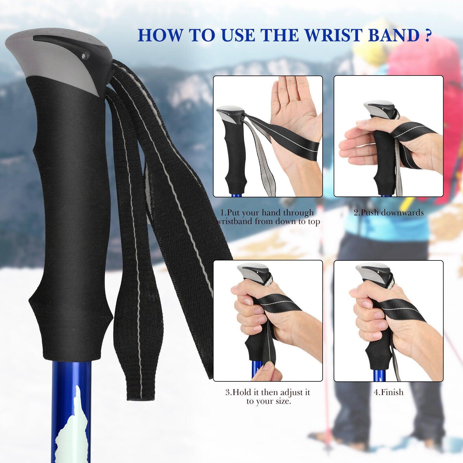 Collapsible Trekking Pole - Multifunctional Compass Paracord Bracelet 2 Pack Folding Trekking Poles Outdoor Recreation - Tophatter Daily Deals