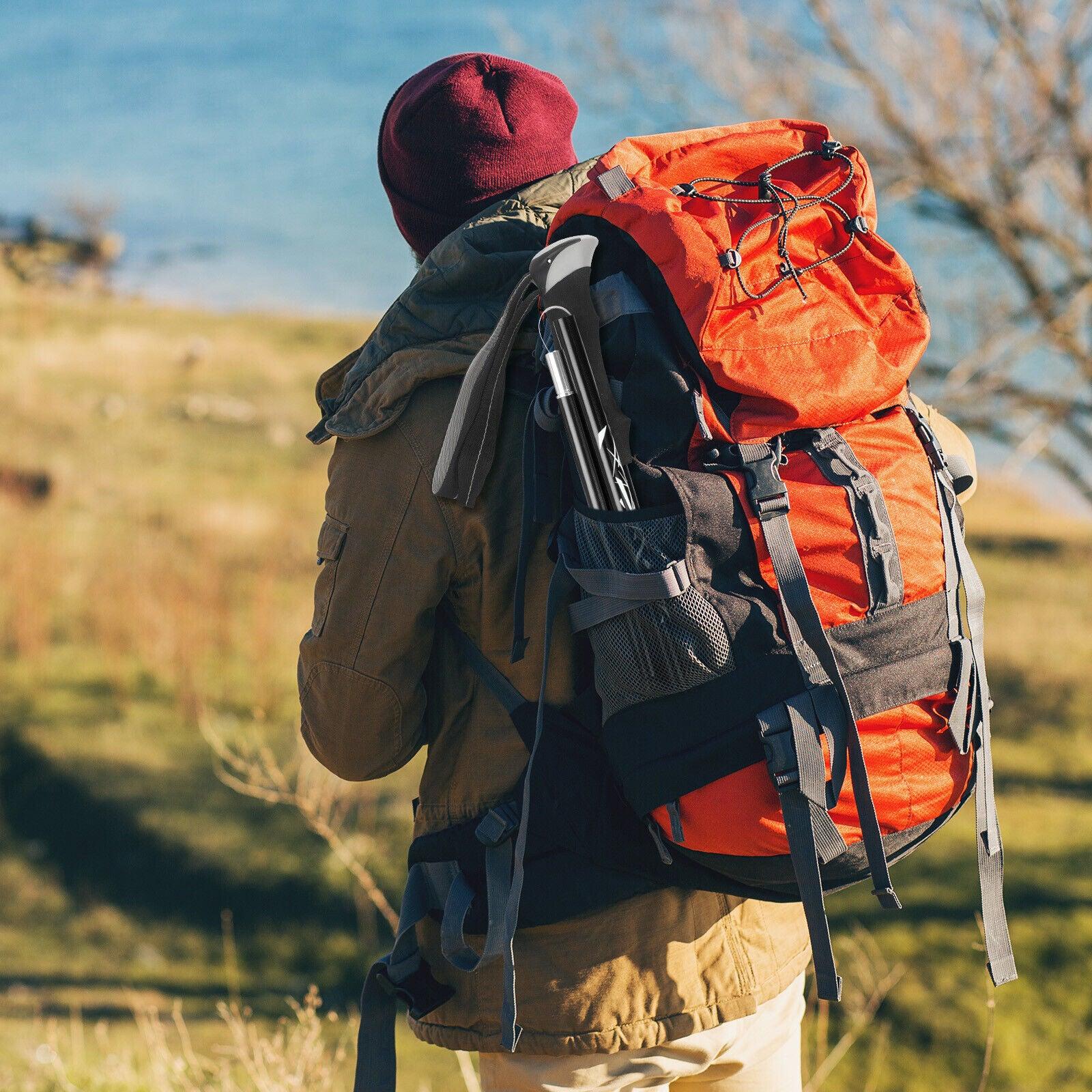 Collapsible Trekking Pole - Multifunctional Compass Paracord Bracelet 2 Pack Folding Trekking Poles Outdoor Recreation - Tophatter Daily Deals