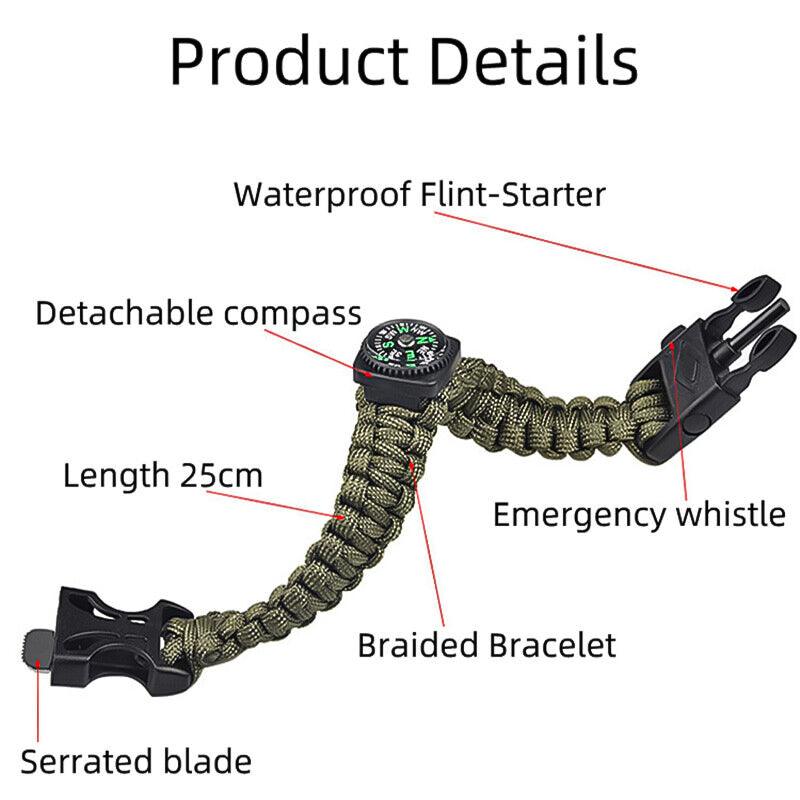 Collapsible Trekking Pole - Multifunctional Compass Paracord Bracelet 2 Pack Folding Trekking Poles Outdoor Recreation - Tophatter Daily Deals