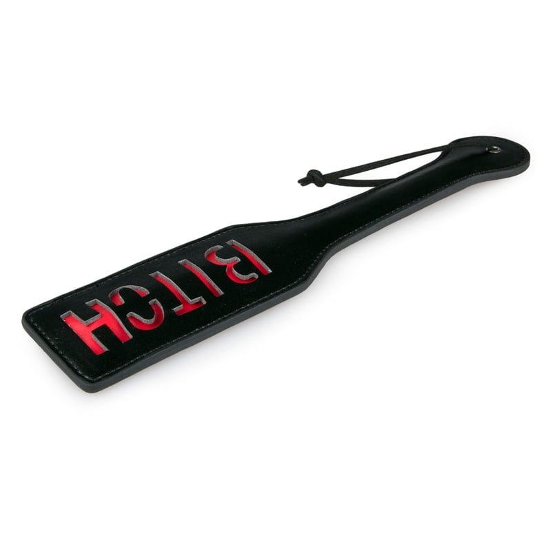 Vegan Leather Paddle - Black & Red - Imprints 'BITCH" > Bondage Gear > Paddles - Tophatter Daily Deals