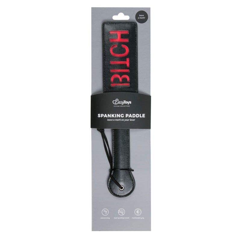 Vegan Leather Paddle - Black & Red - Imprints 'BITCH" > Bondage Gear > Paddles - Tophatter Daily Deals