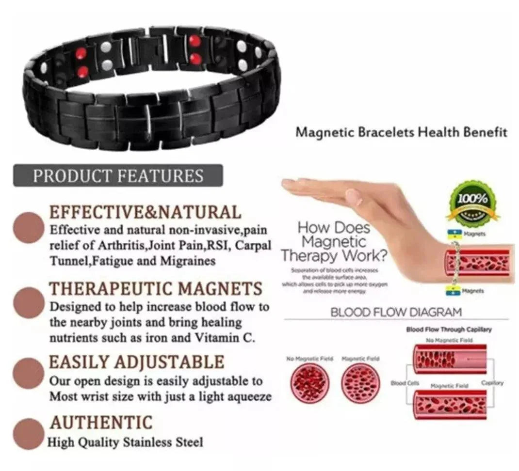Magnetic Bracelet - Titanium Double Row Bio 4in1 Magnetic Bracelet | Arthritis Pain Relief Health & Beauty - Tophatter Daily Deals