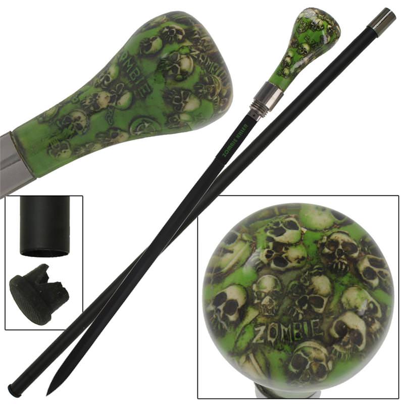 Pandemonium Zombie Killer Skull End of the World Walking Cane Sword Collectible Weapons - Tophatter Daily Deals