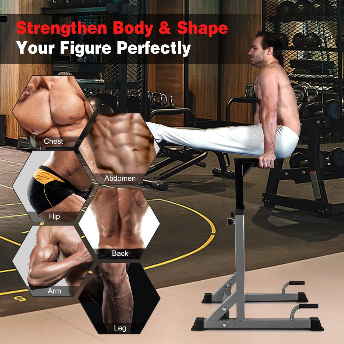 Foldable Dip Bars - Adjustable Dip Stand Multi-function Dip-up Station Heavy-duty Parallel Bars Exercise & Fitness - Tophatter Daily Deals